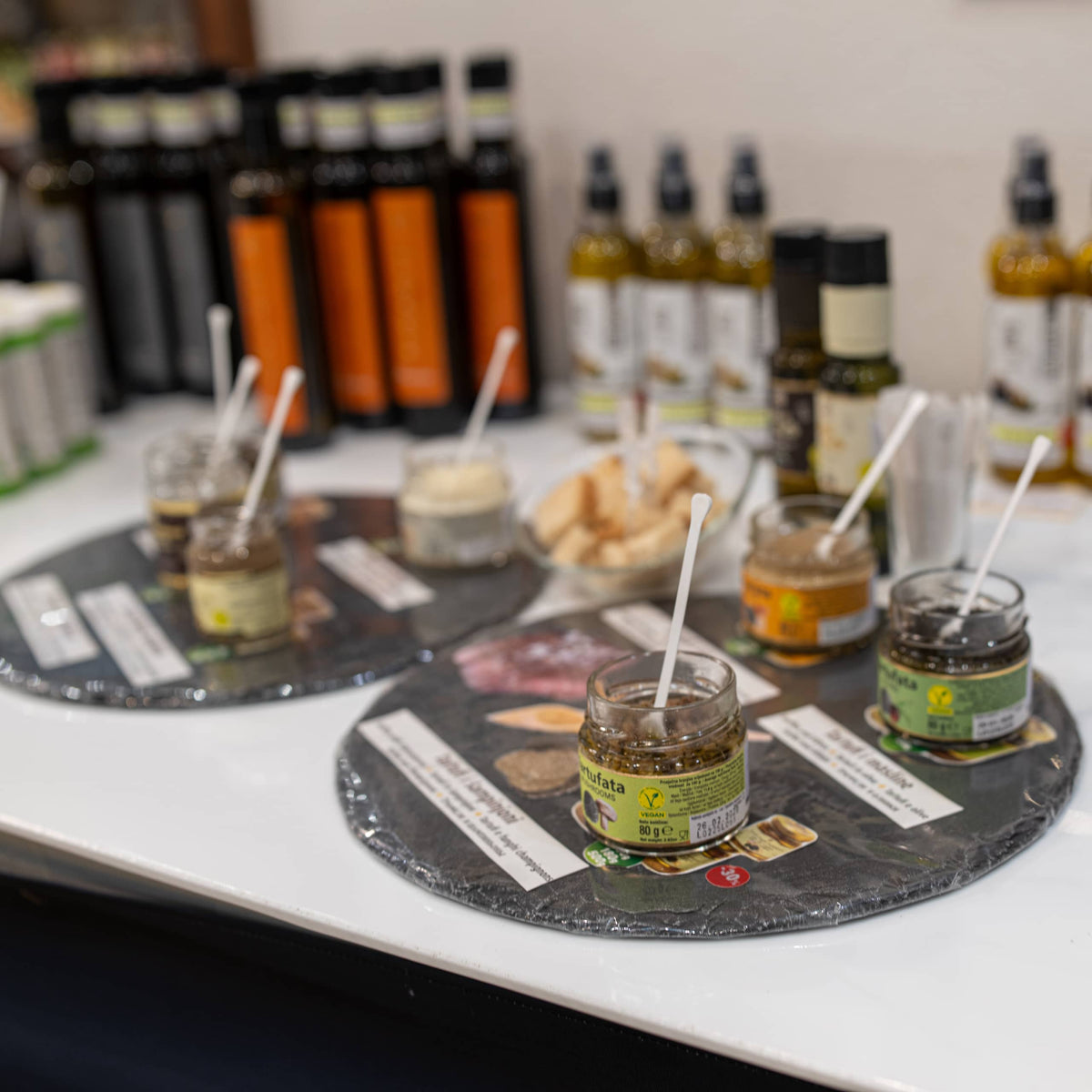 Tasting counter at the Zigante Tartufi shop in Grožnjan